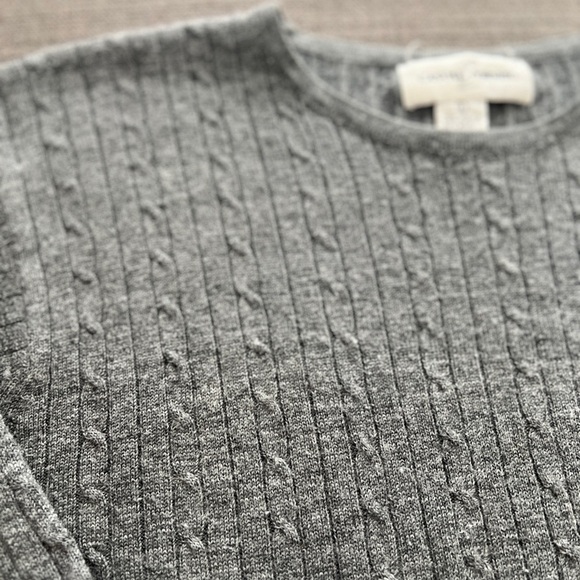 90s Casual Corner Grey Ribbed Cable Knit Wool Long Sleeve Sweater Large - Picture 2 of 5